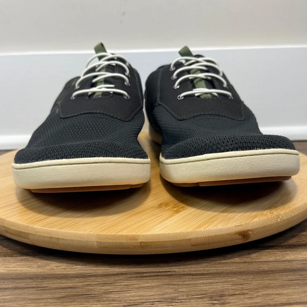 OluKai Nohea Moku Boat Shoes Mens 13 Black Mesh Slip On Island Casual Travel